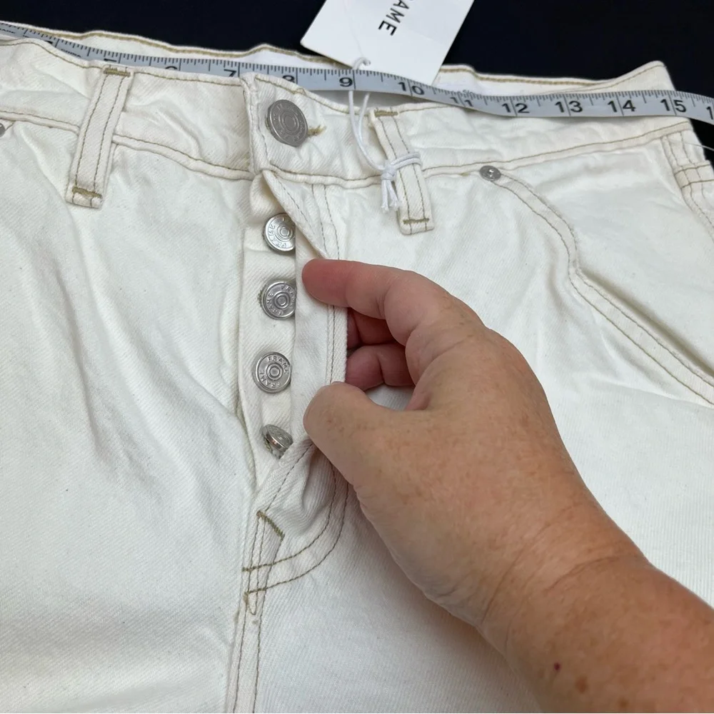 Frame Le Slouch Bermuda Off‎ White Rips Distressed Denim Short 26 NEW *TINY FLAW